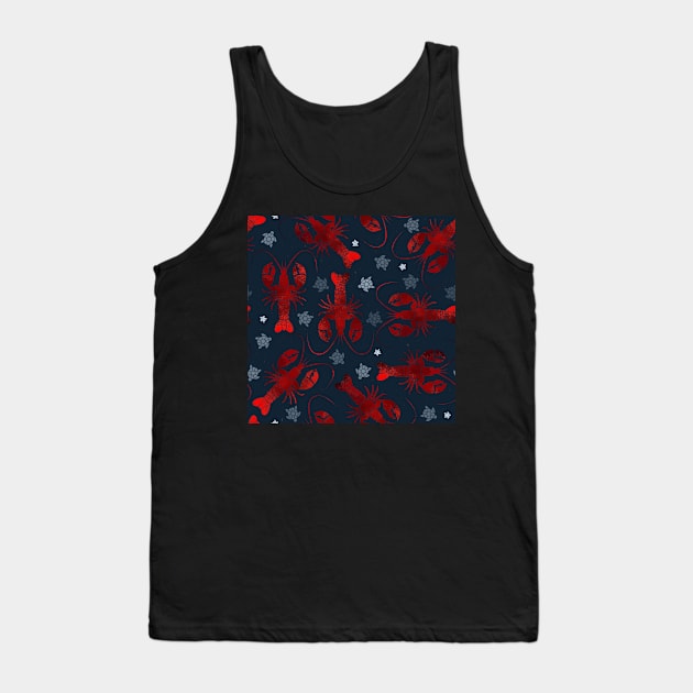 lobster love red on blue Tank Top by colorofmagic